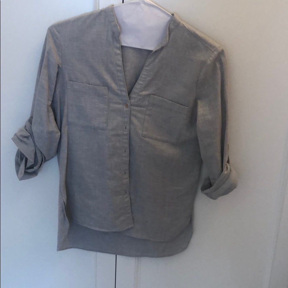 Zara XS gray top with rolled sleeves